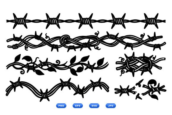 Barbed Wire Floral Clipart