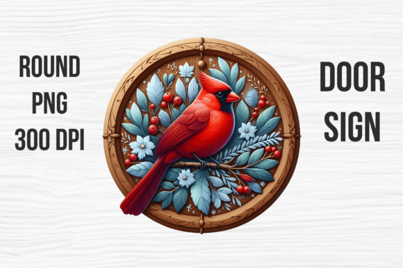 Cardinal Blue Floral Decor Door Sign