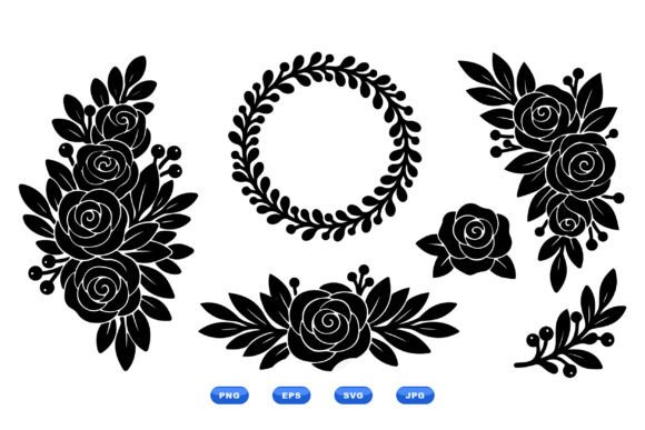 Elegant Rose Floral Clipart for Real Embroidery