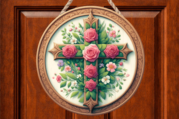 Pink Rose Floral Cross Wood Door Sign Review