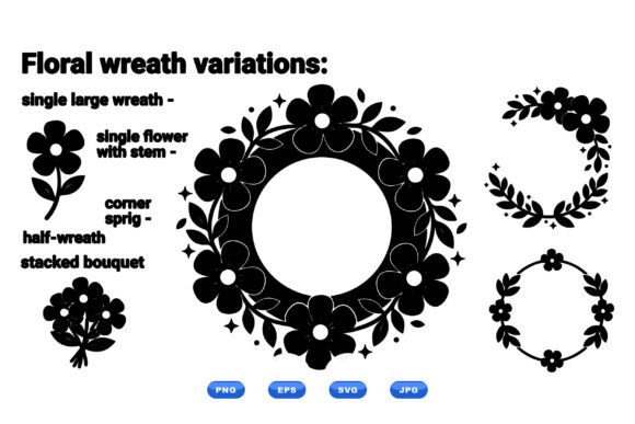 Spring Floral Wreath Clipart for Real Embroidery