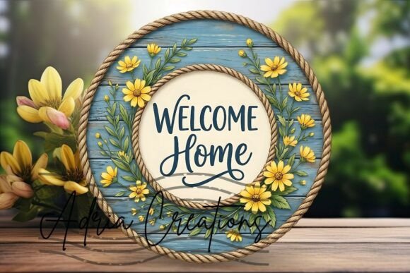 Welcome Home Door Sign, Floral Coaster